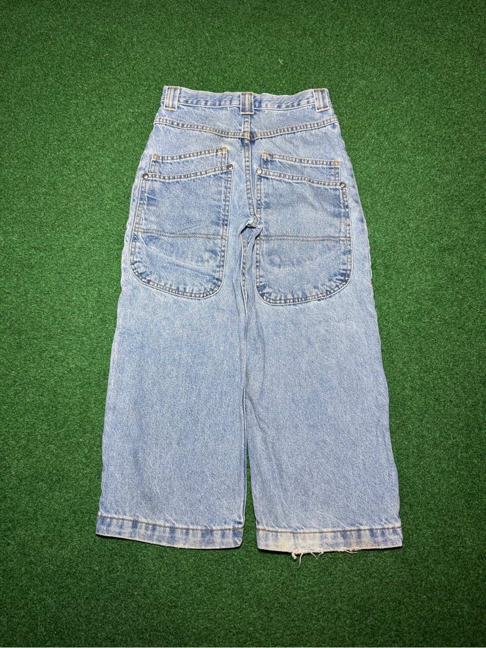 Zonz Vintage Jeans 27x22 90s Jnco Boys 6/8 Huge Pockets Light Wash Grunge Skater